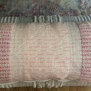 Pink and Cream Textured Throw Pillow